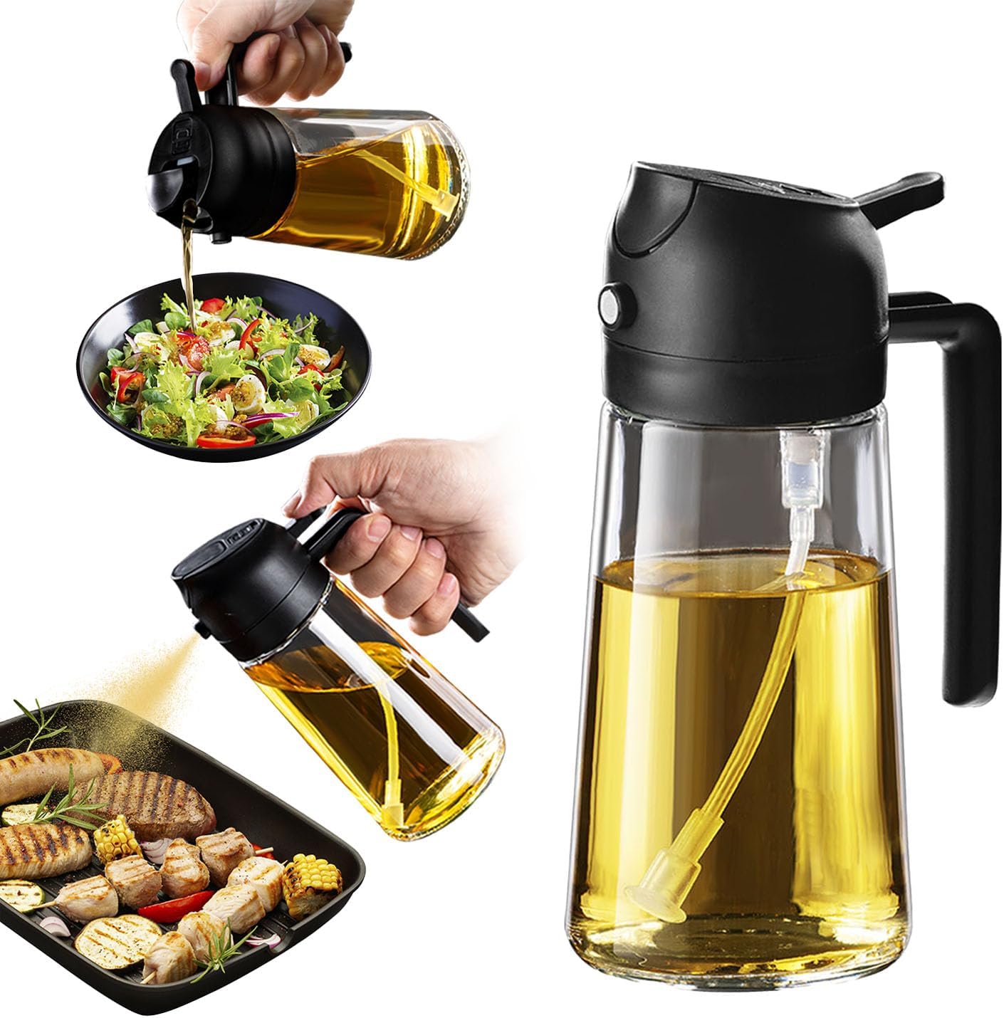 Olive Oil Sprayer – 2-in-1 Cooking Dispenser for Air Fryer, Salad, BBQ