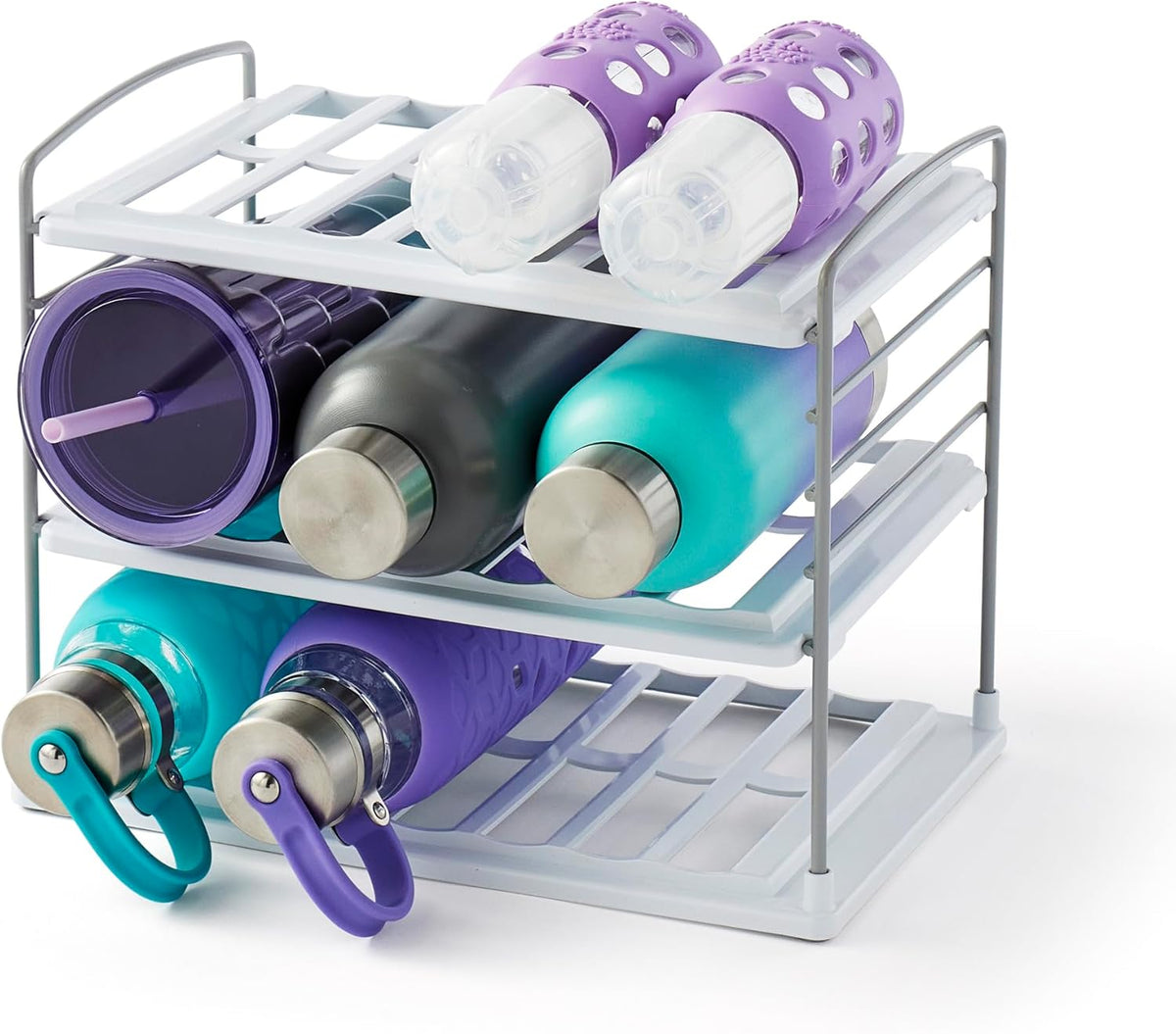 Water Bottle Organizer – Adjustable 3-Shelf Cabinet Rack