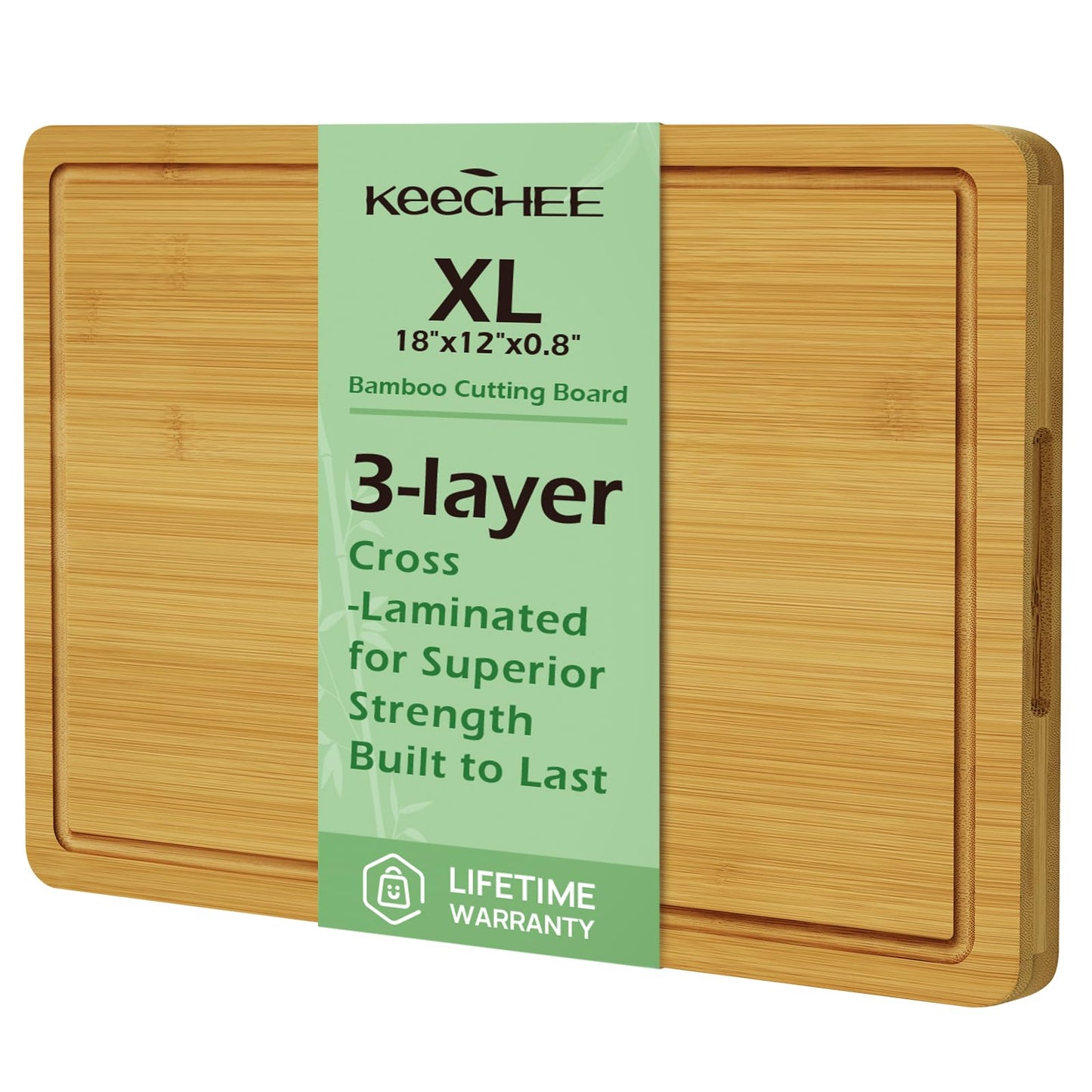 Bamboo Cutting Board – Juice Grooves & Handles, Multipurpose