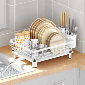 Dish Drying Rack – Drainboard, Utensil & Knife Slots, Black