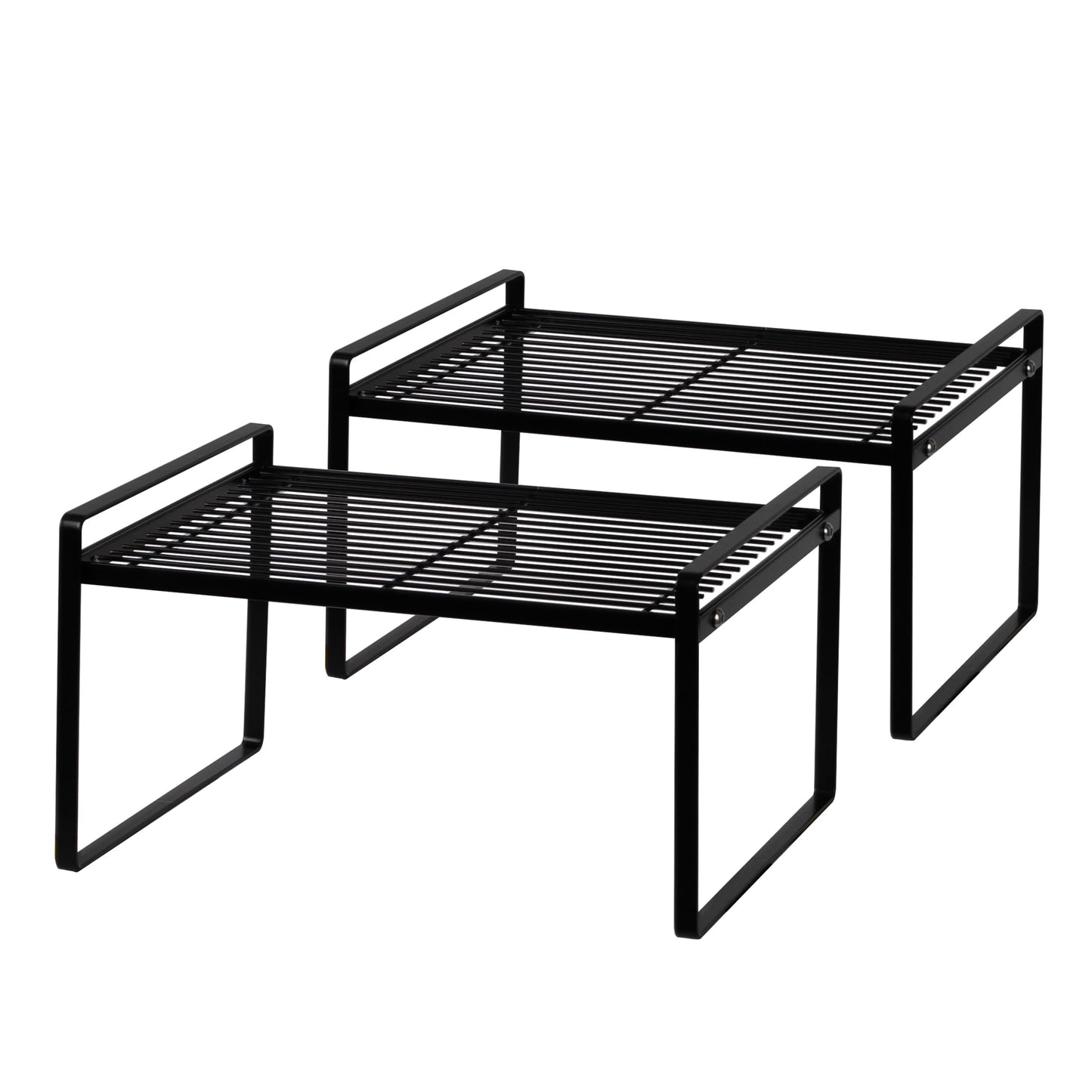 Stackable Shelf Organizers – 2-Pack Cabinet Counter Racks, White