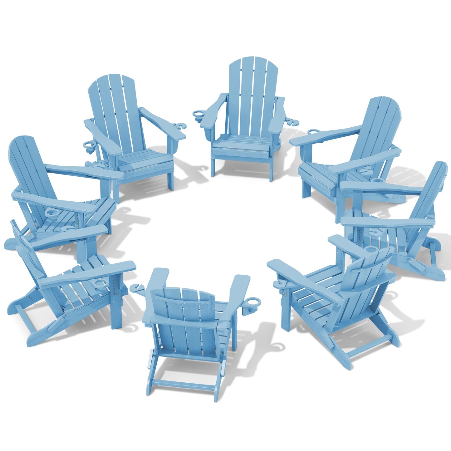 Folding Adirondack Chair – Weatherproof HDPE, Wood-Look