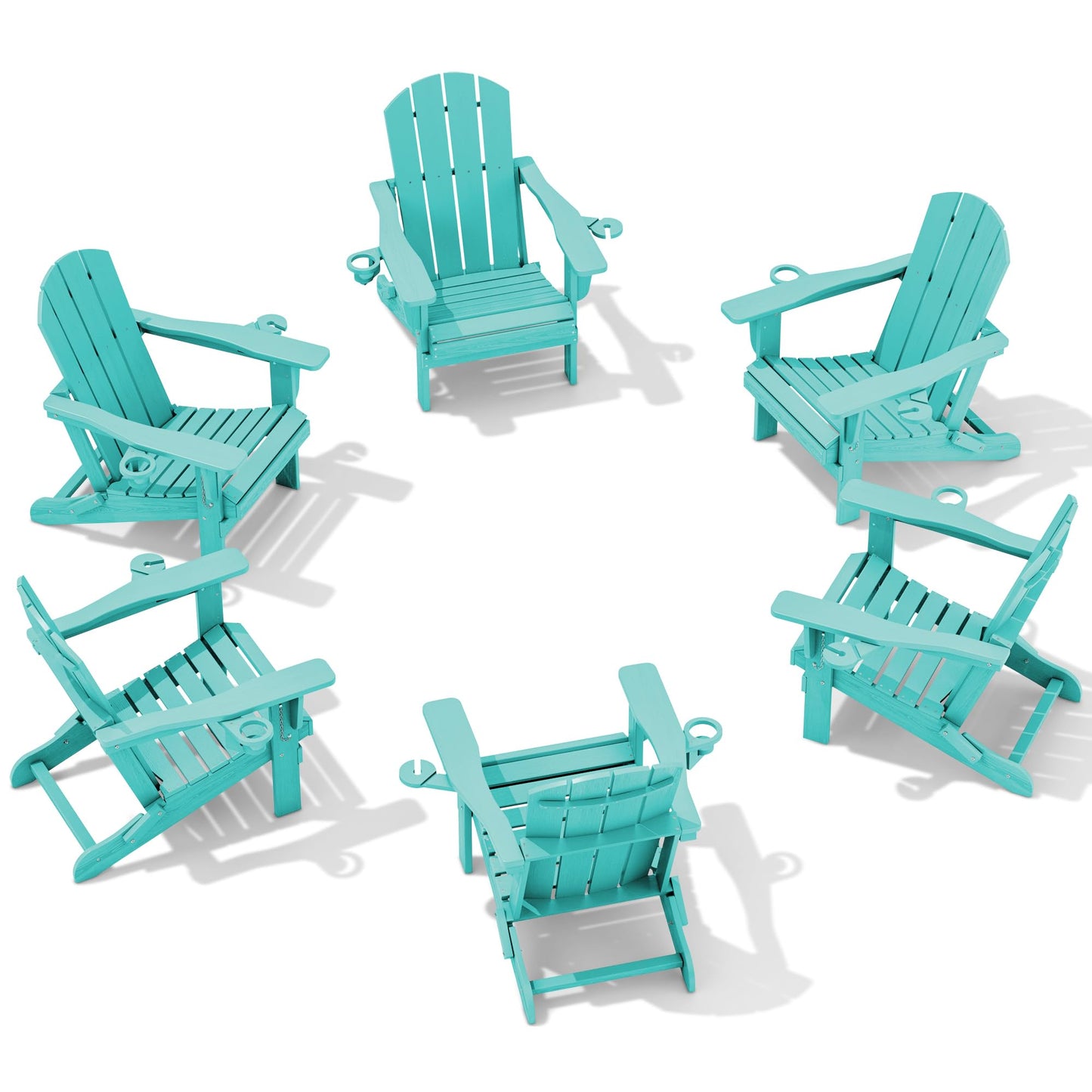 Folding Adirondack Chair – Weatherproof HDPE, Wood-Look