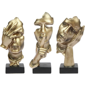 Thinker Statue Trio – “See, Hear, Speak No Evil” Abstract Set