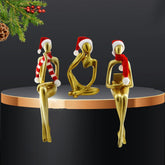 Thinker Statue Set – 3 Abstract Resin Figurines, Black