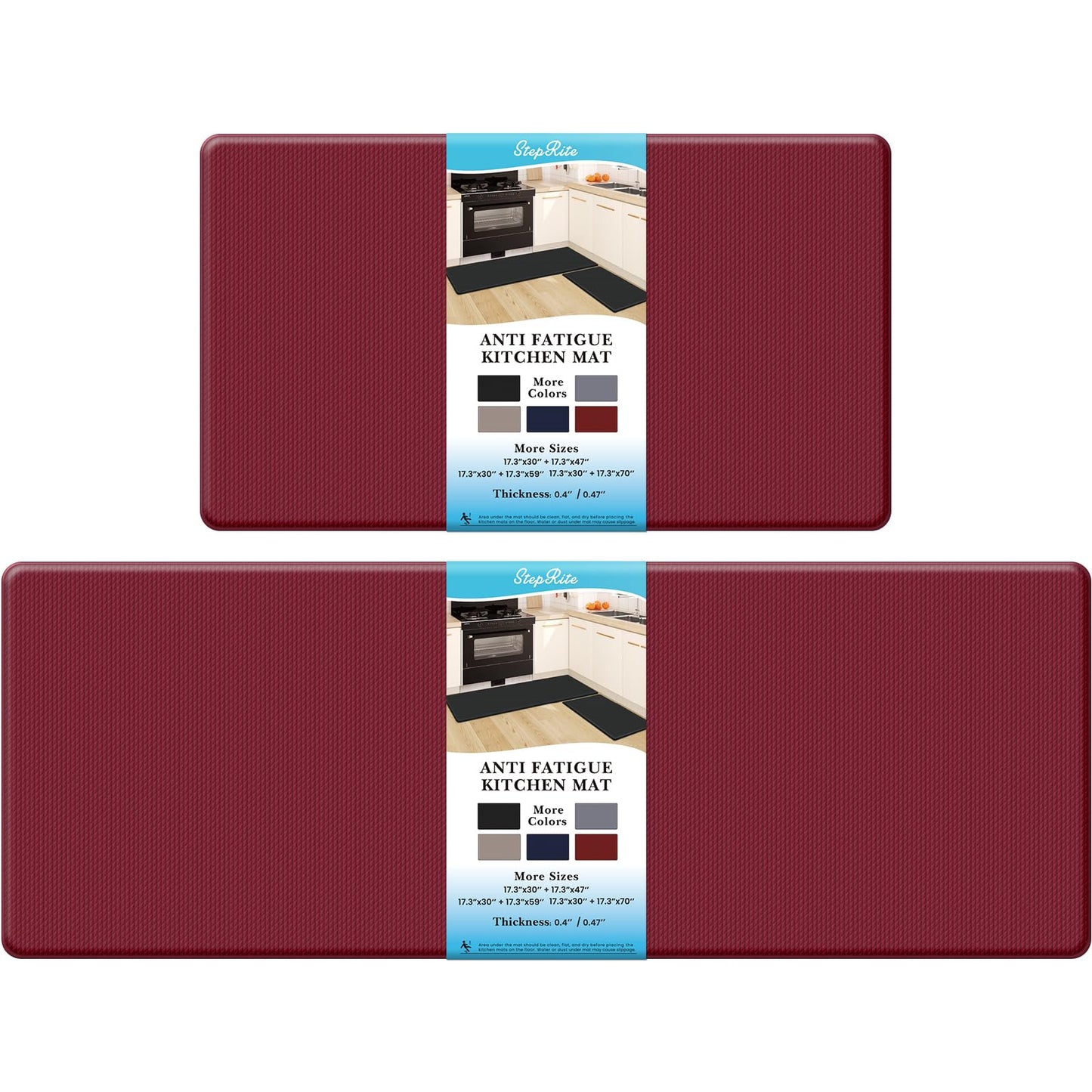 Kitchen Mats – 2PCS Anti-Fatigue Cushioned Rugs for Floor, Black