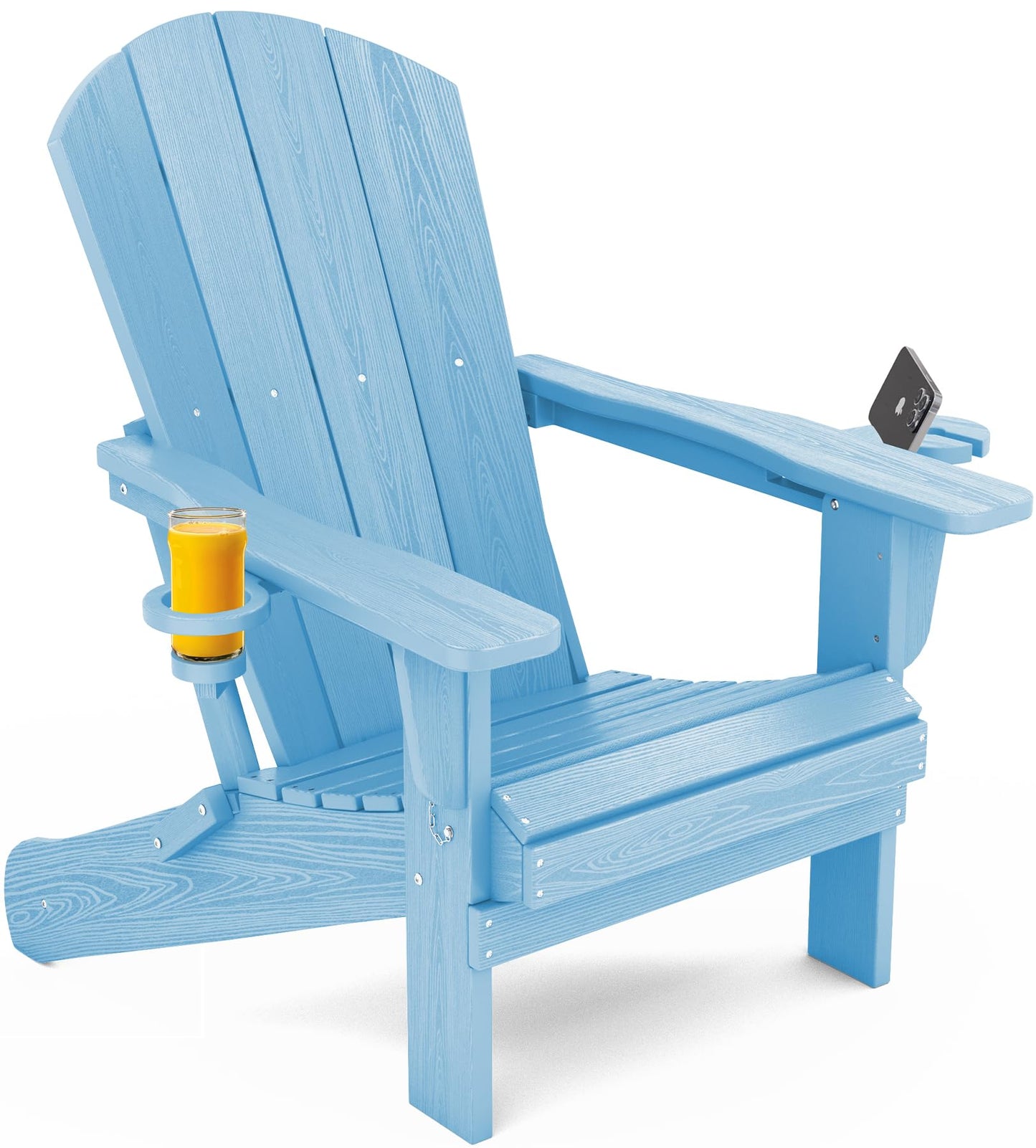 Folding Adirondack Chair – Weatherproof HDPE, Wood-Look