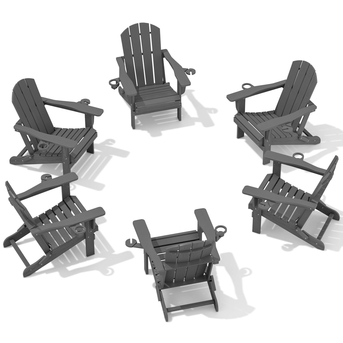 Folding Adirondack Chair – Weatherproof HDPE, Wood-Look