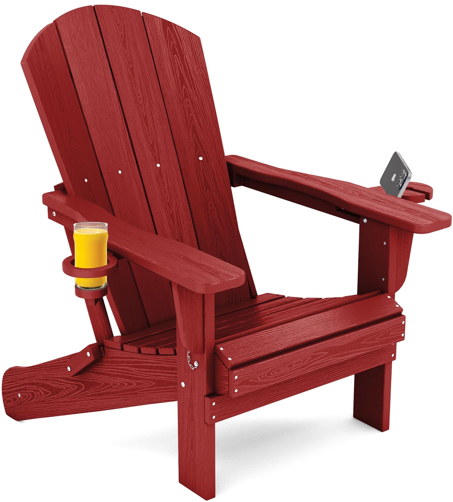 Folding Adirondack Chair – Weatherproof HDPE, Wood-Look