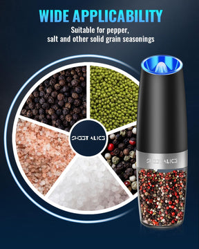 Electric Salt & Pepper Grinder Set – LED Light, Adjustable Coarseness
