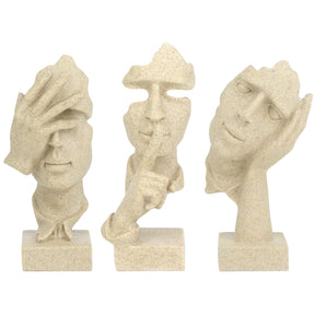 Thinker Statue Trio – “See, Hear, Speak No Evil” Abstract Set