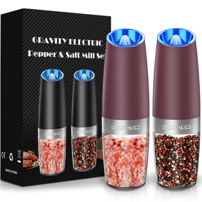 Electric Salt & Pepper Grinder Set – LED Light, Adjustable Coarseness