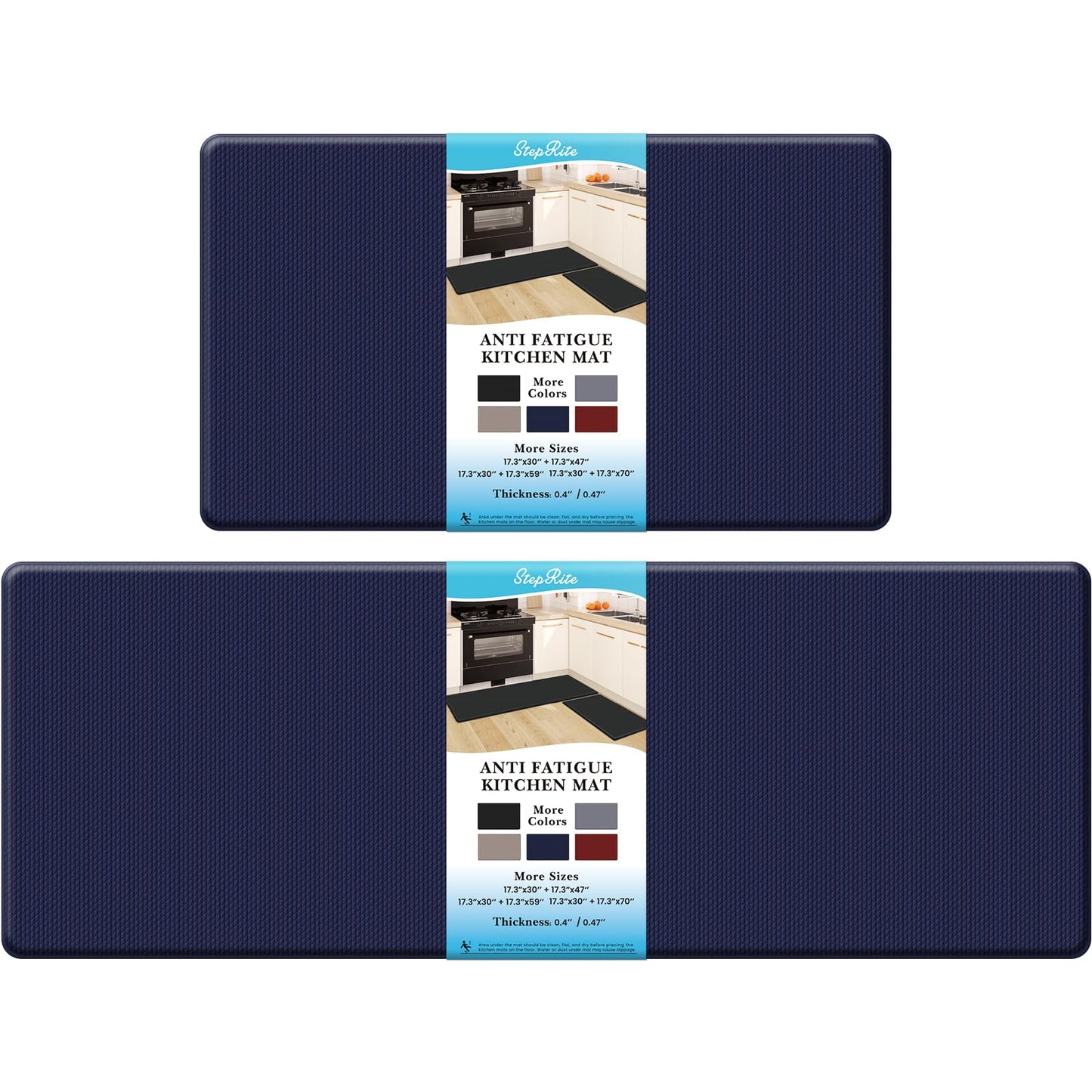 Kitchen Mats – 2PCS Anti-Fatigue Cushioned Rugs for Floor, Black