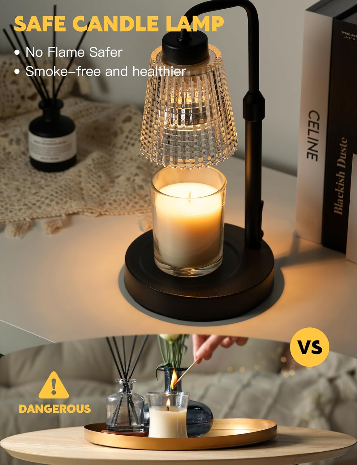 Candle Warmer Lamp – Adjustable Height, Wax Jar Warmer with Bulbs