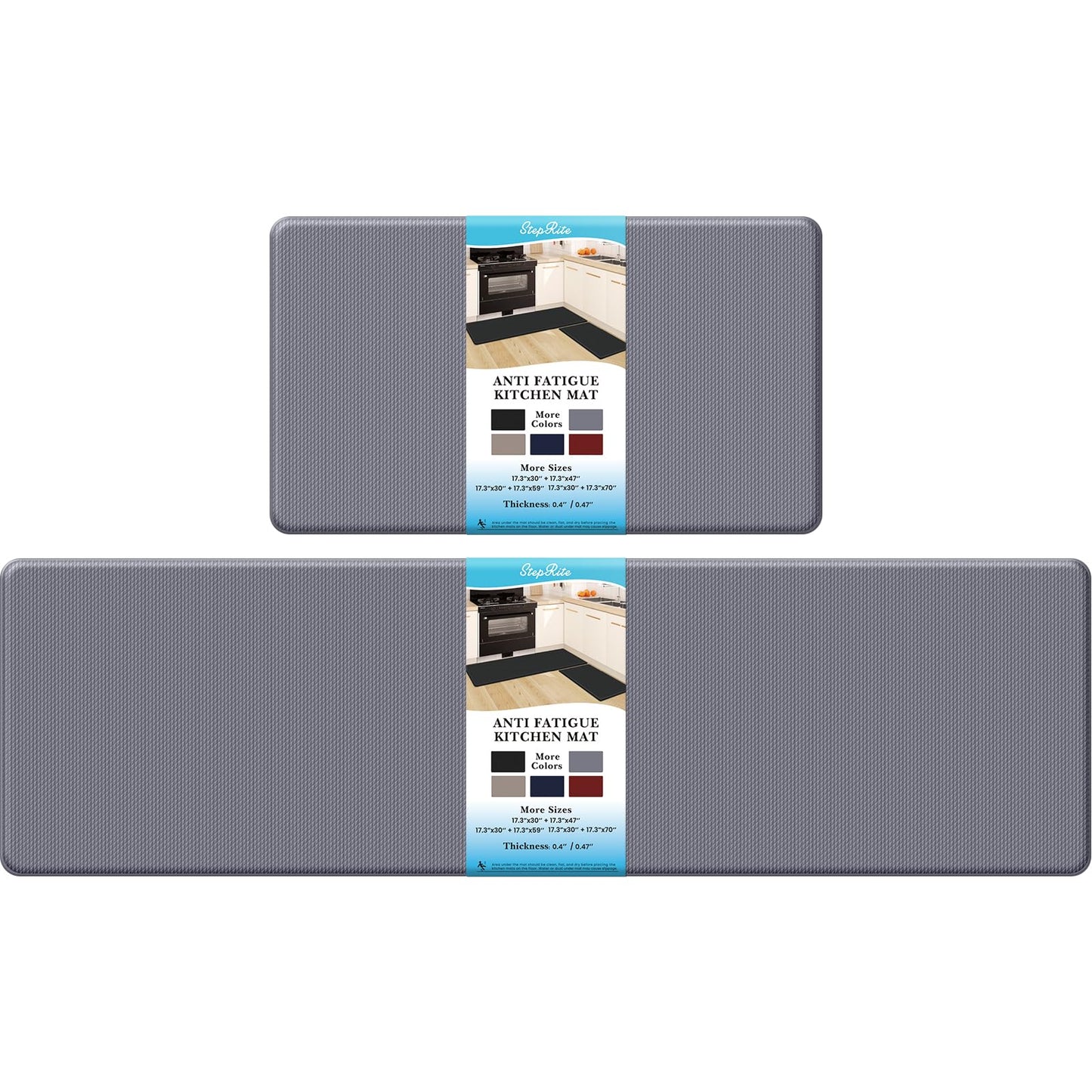Kitchen Mats – 2PCS Anti-Fatigue Cushioned Rugs for Floor, Black