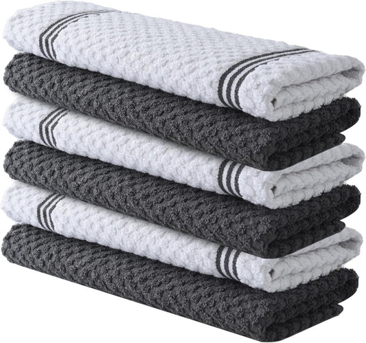 Cotton Kitchen Towels – 6-Pack, 15x25" Ultra Soft Dish Towels