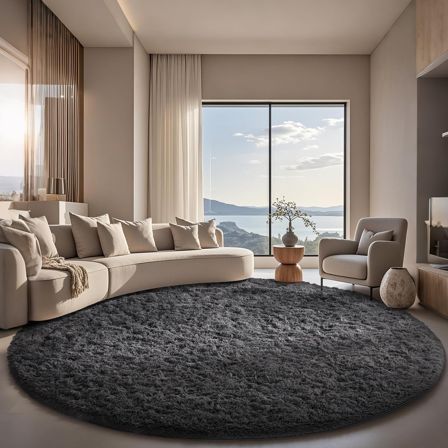 Fluffy Shag Rug – 4x6 Grey Carpet for Bedroom, Living Room, Dorm