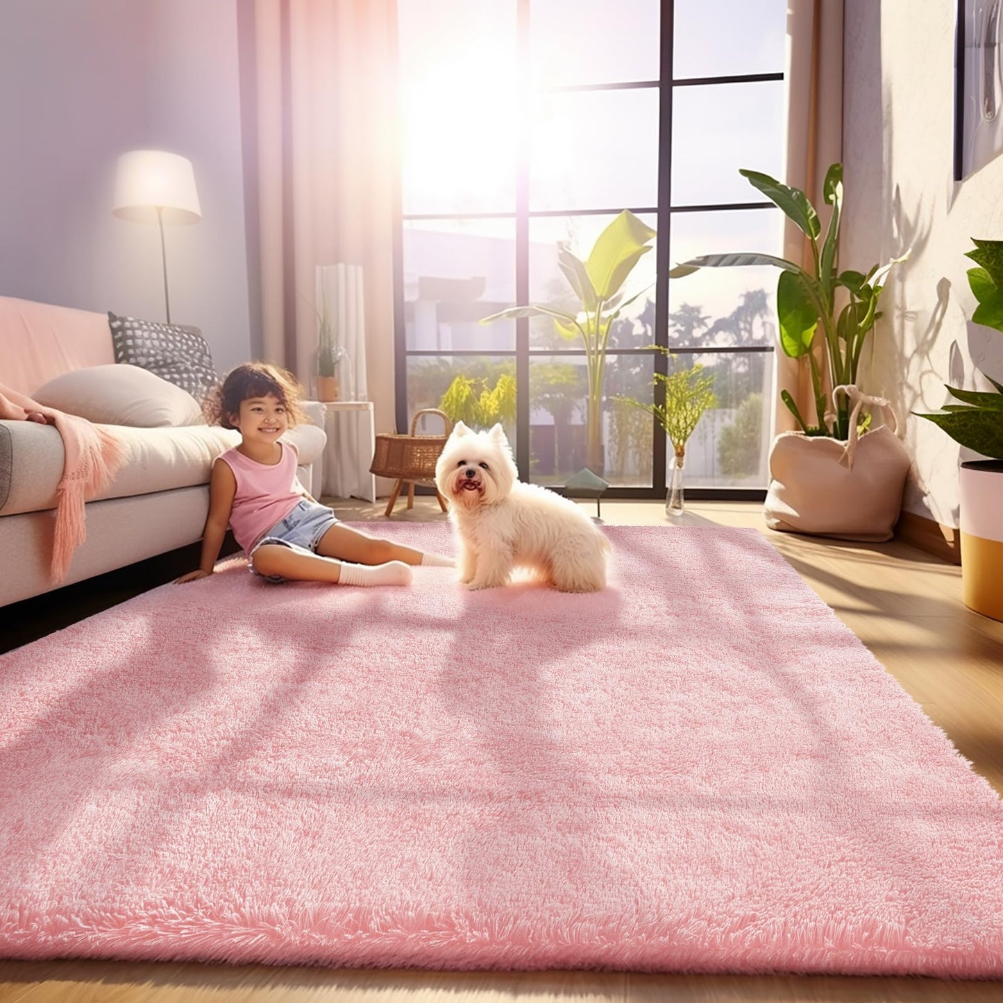 Fluffy Shag Rug – 4x6 Grey Carpet for Bedroom, Living Room, Dorm