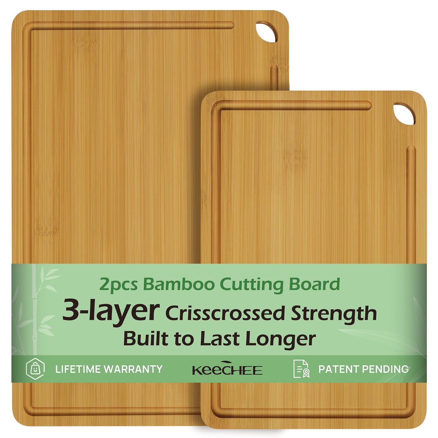 Bamboo Cutting Board – Juice Grooves & Handles, Multipurpose