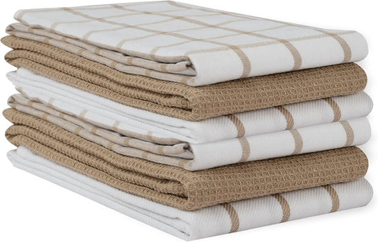 Cotton Dish Towels – 6-Pack, 18x28", Beige Quick-Dry Towels