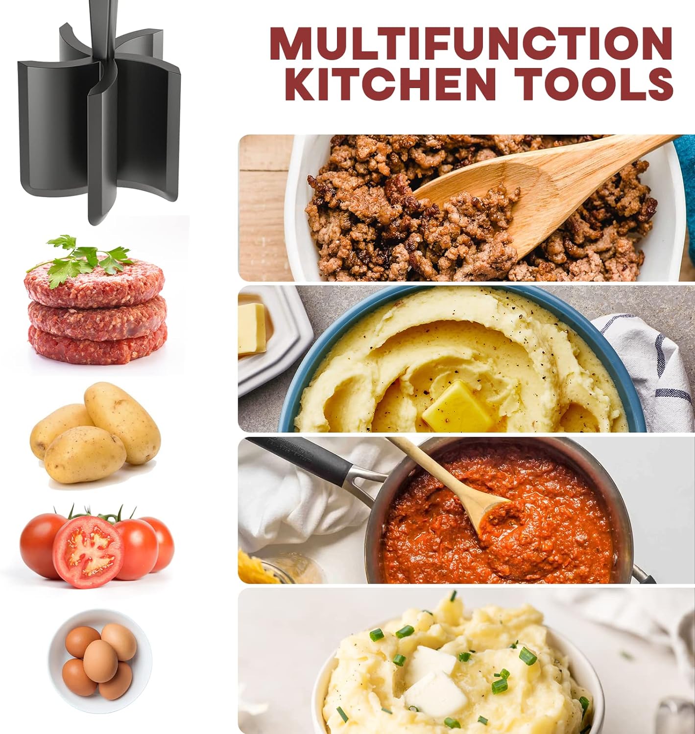 Burger Masher Tool – Heat-Resistant Meat Grinder and Smasher