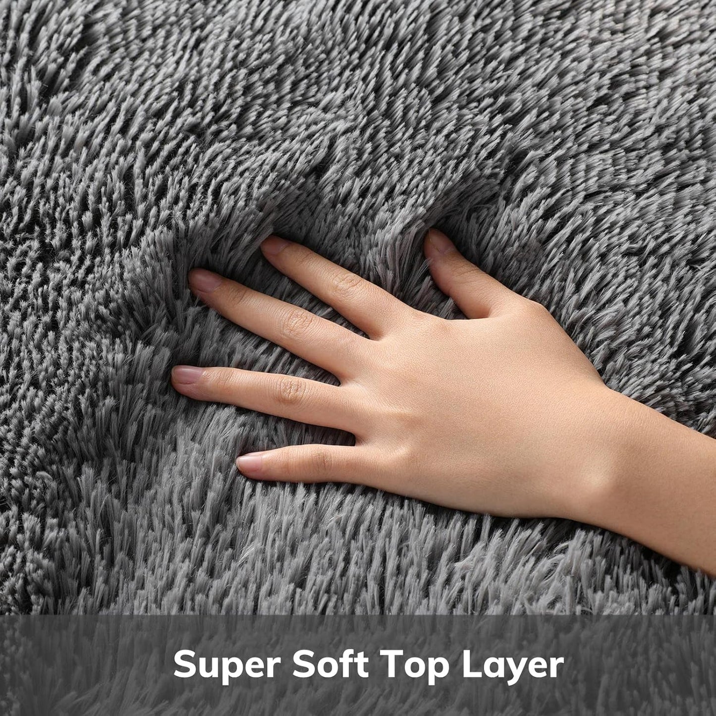 Fluffy Shag Rug – 4x6 Grey Carpet for Bedroom, Living Room, Dorm