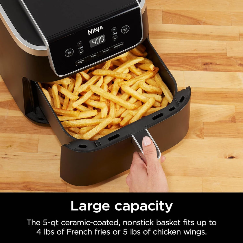 Air Fryer – 4-in-1, 5QT Capacity, Nonstick Basket, Grey