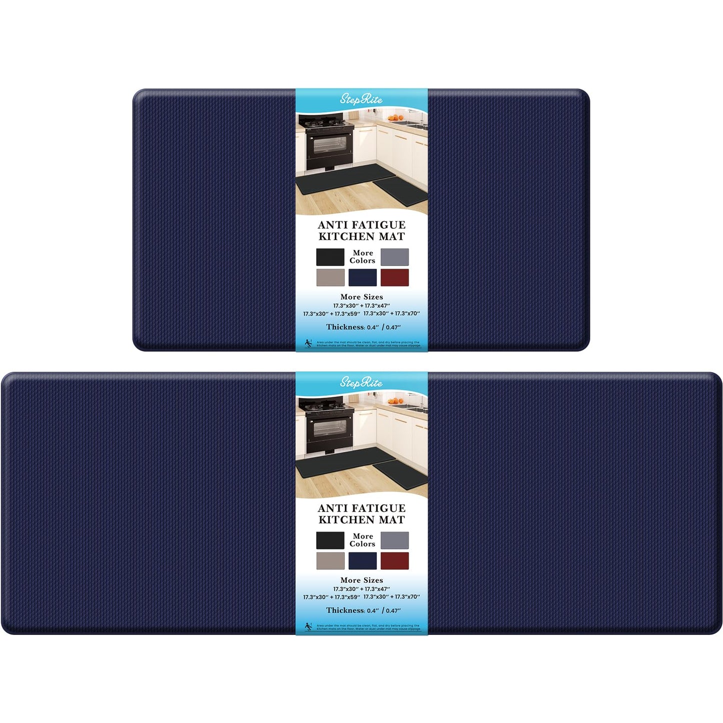 Kitchen Mats – 2PCS Anti-Fatigue Cushioned Rugs for Floor, Black
