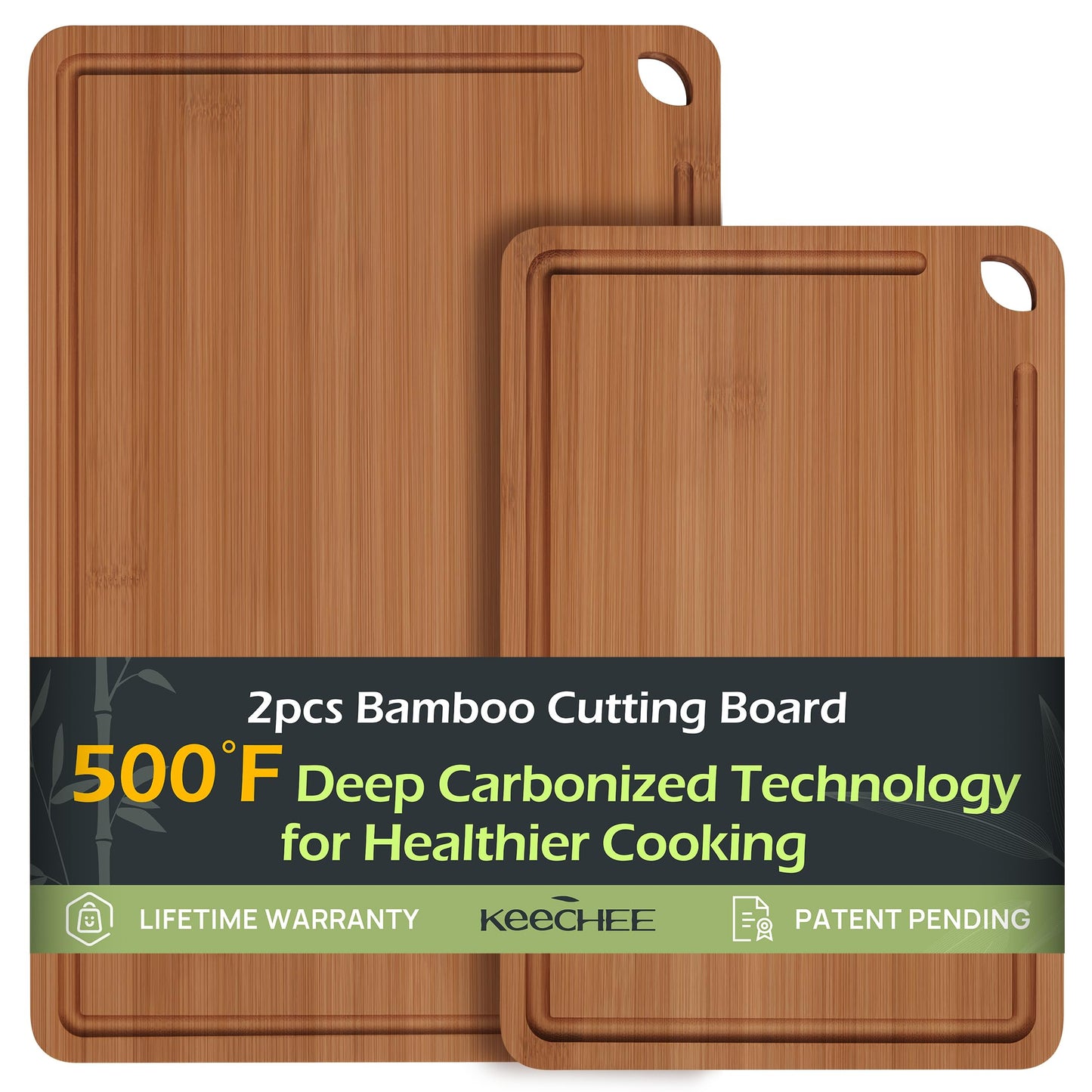 Bamboo Cutting Board – Juice Grooves & Handles, Multipurpose