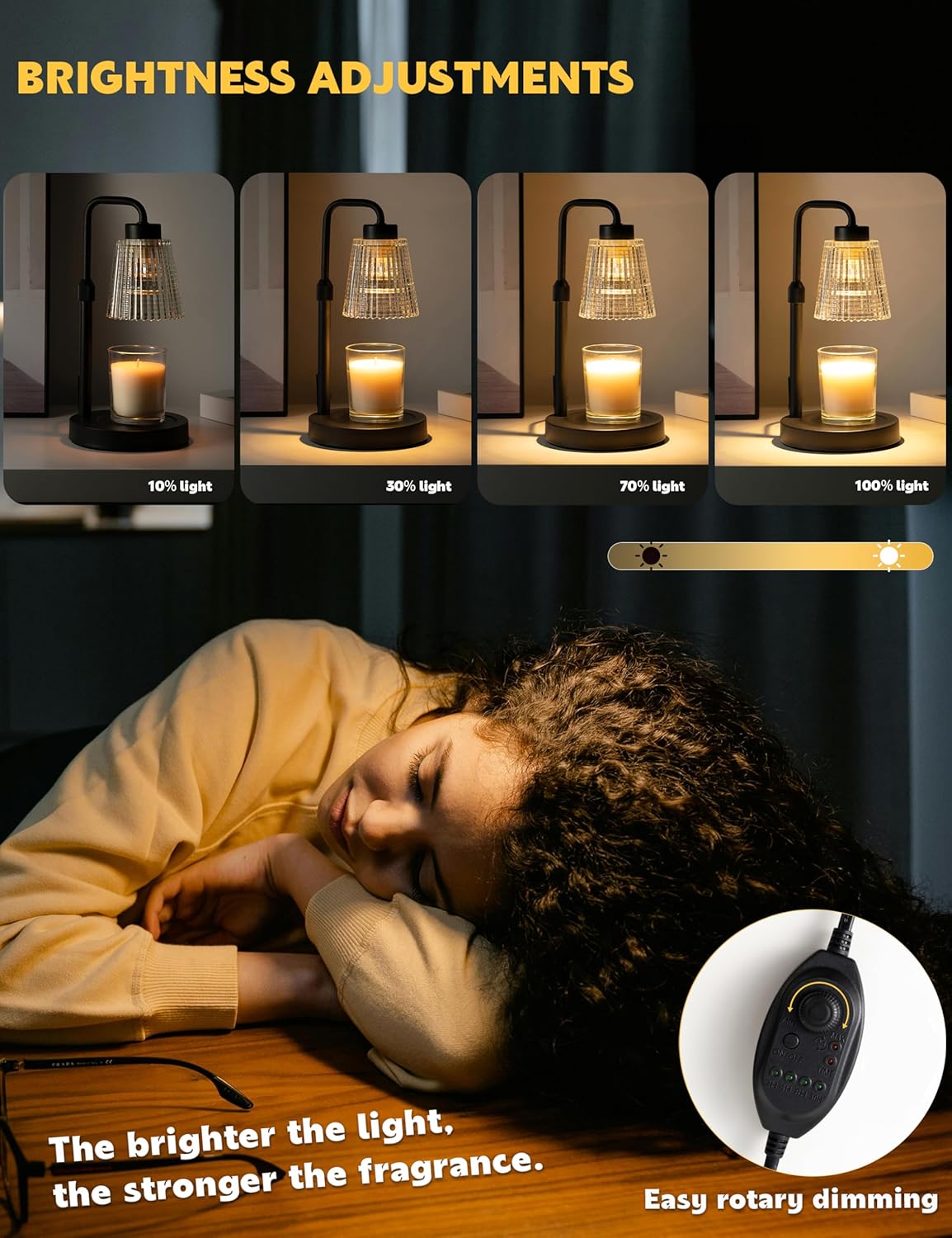 Candle Warmer Lamp – Adjustable Height, Wax Jar Warmer with Bulbs