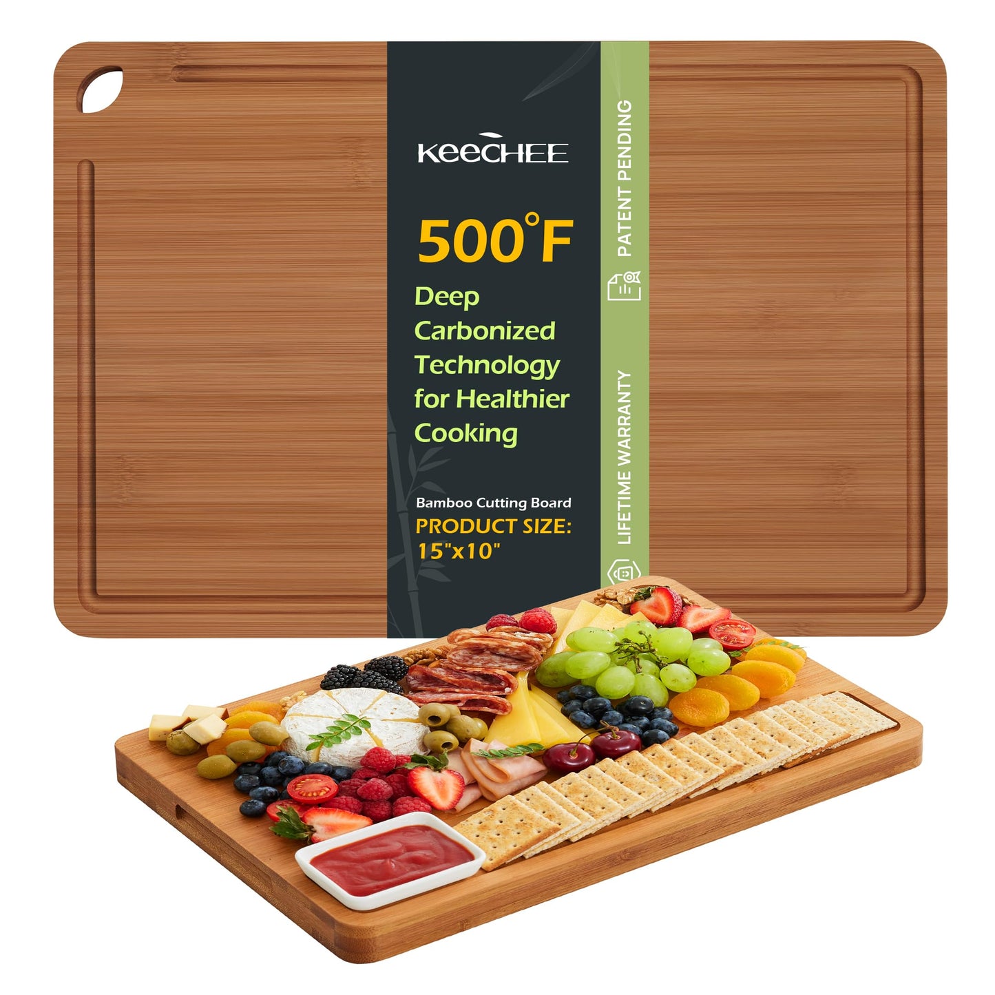 Bamboo Cutting Board – Juice Grooves & Handles, Multipurpose