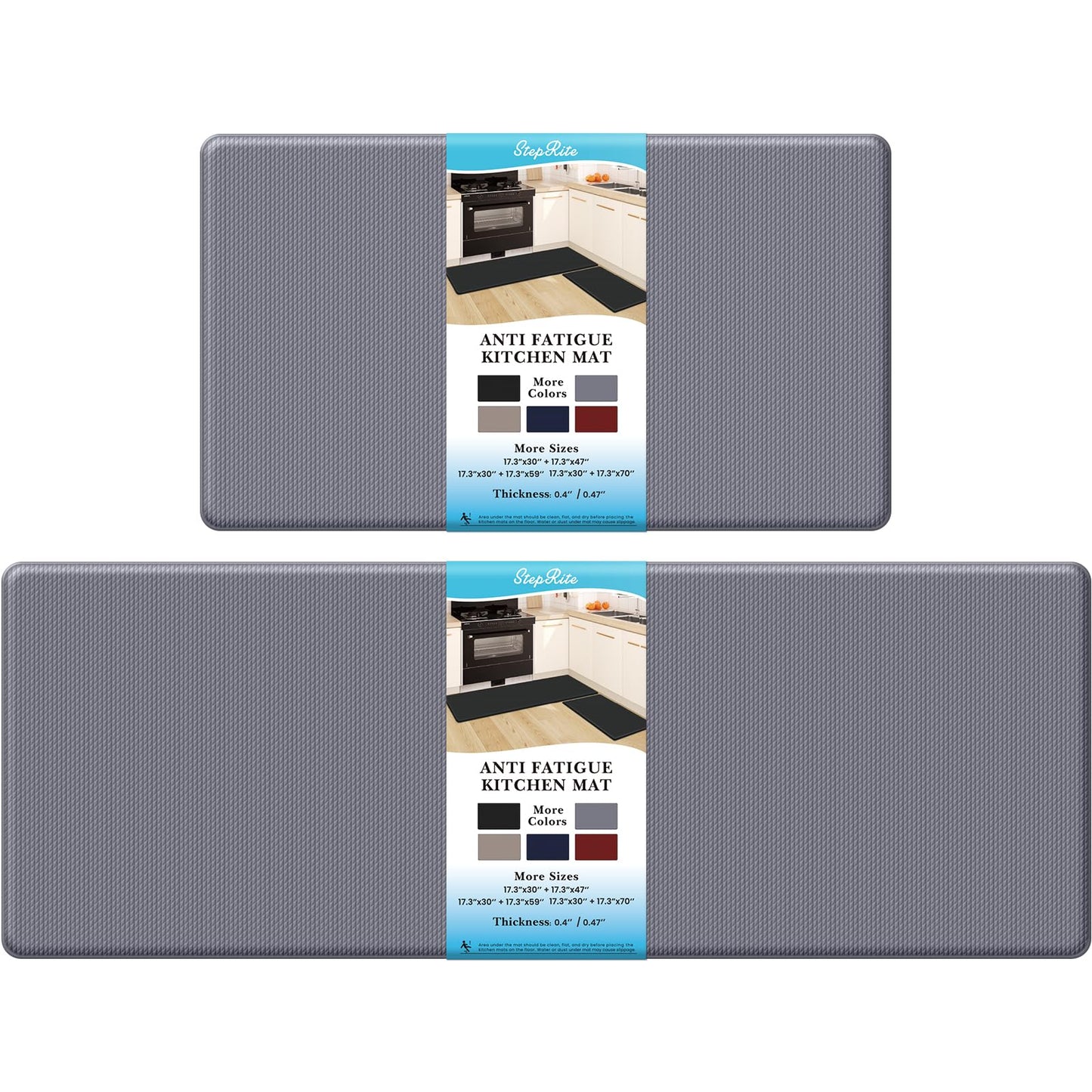 Kitchen Mats – 2PCS Anti-Fatigue Cushioned Rugs for Floor, Black