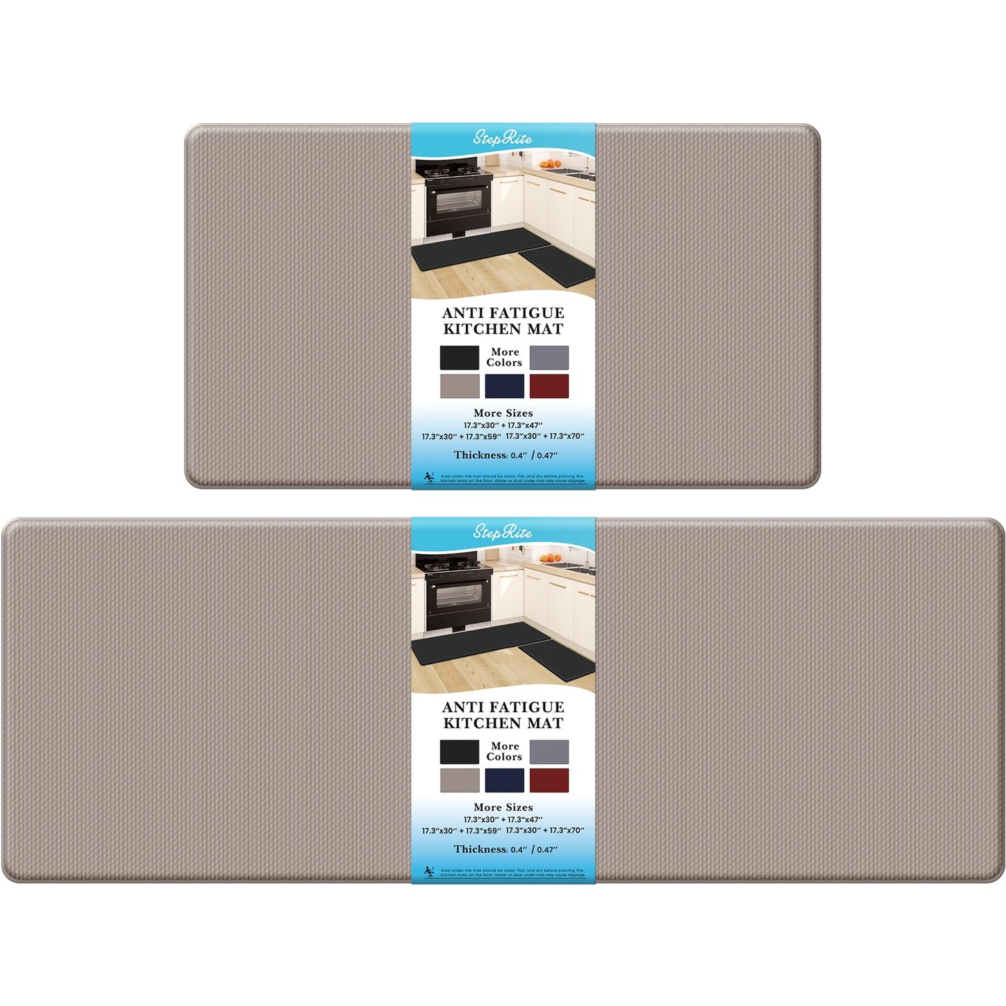 Kitchen Mats – 2PCS Anti-Fatigue Cushioned Rugs for Floor, Black