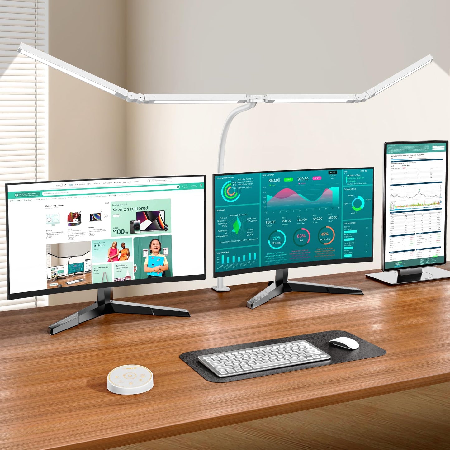 Architect Desk Lamp – Dual Monitor Light, Clamp Mount, 24W