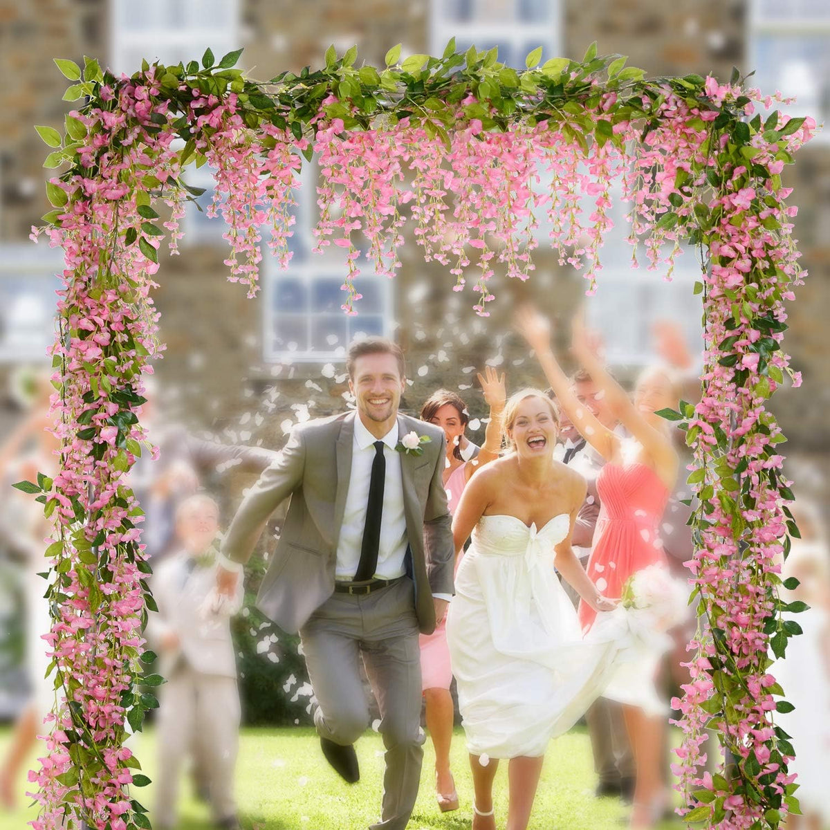 Wisteria Garland – 4-Pack Pink Hanging Flower Vines for Decor