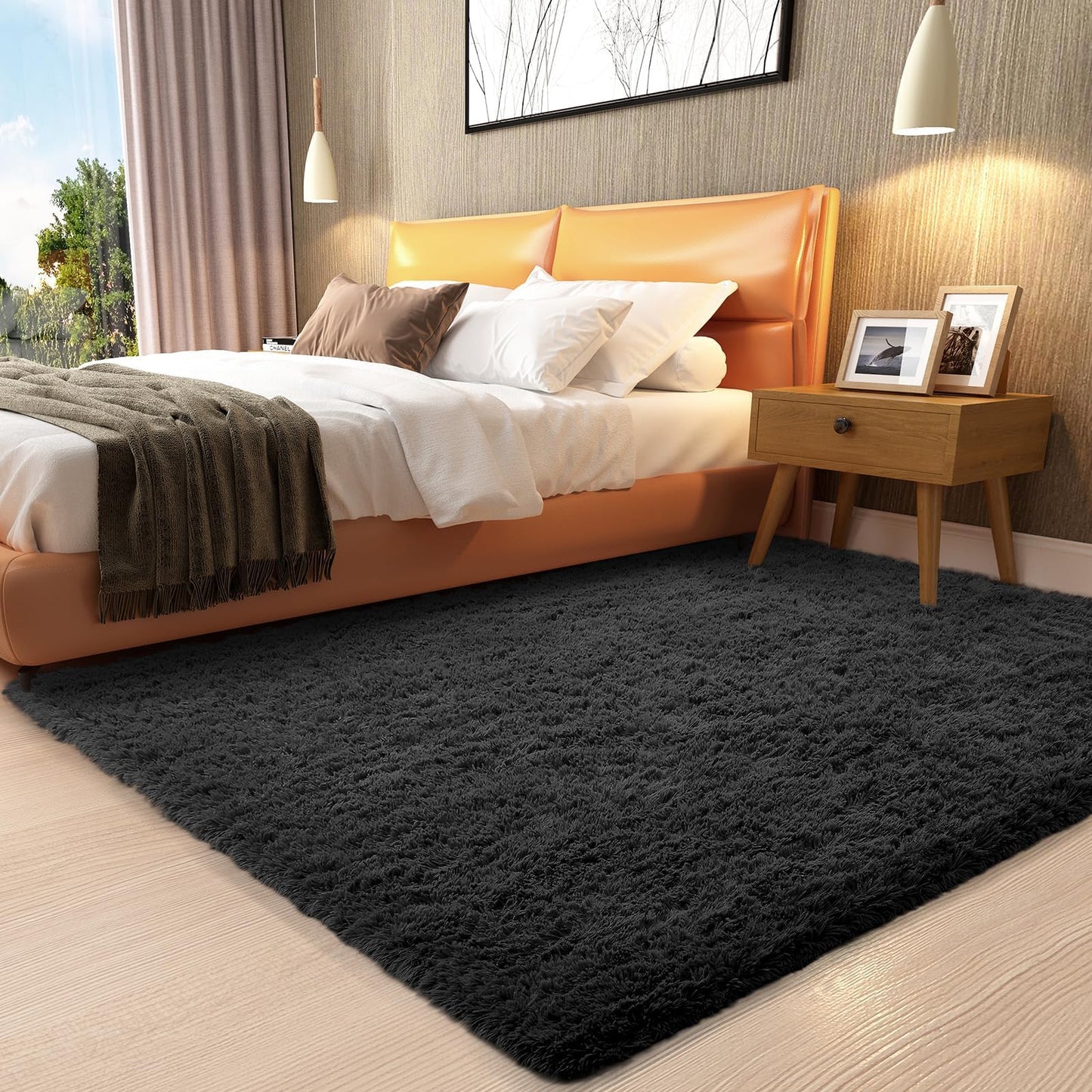 Fluffy Shag Rug – 4x6 Grey Carpet for Bedroom, Living Room, Dorm