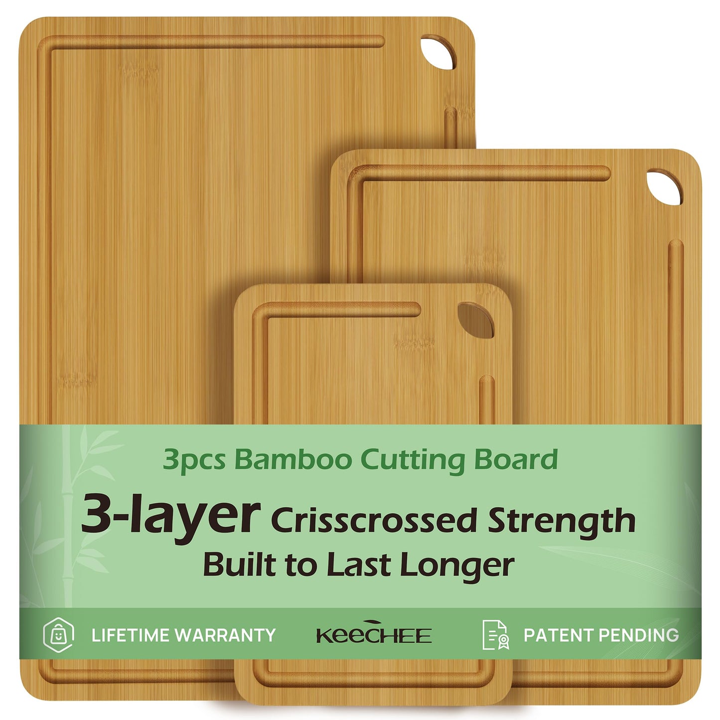 Bamboo Cutting Board – Juice Grooves & Handles, Multipurpose