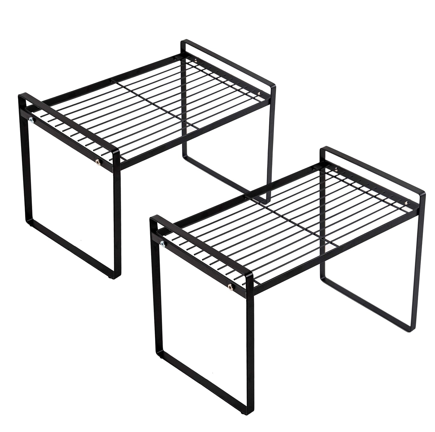 Stackable Shelf Organizers – 2-Pack Cabinet Counter Racks, White