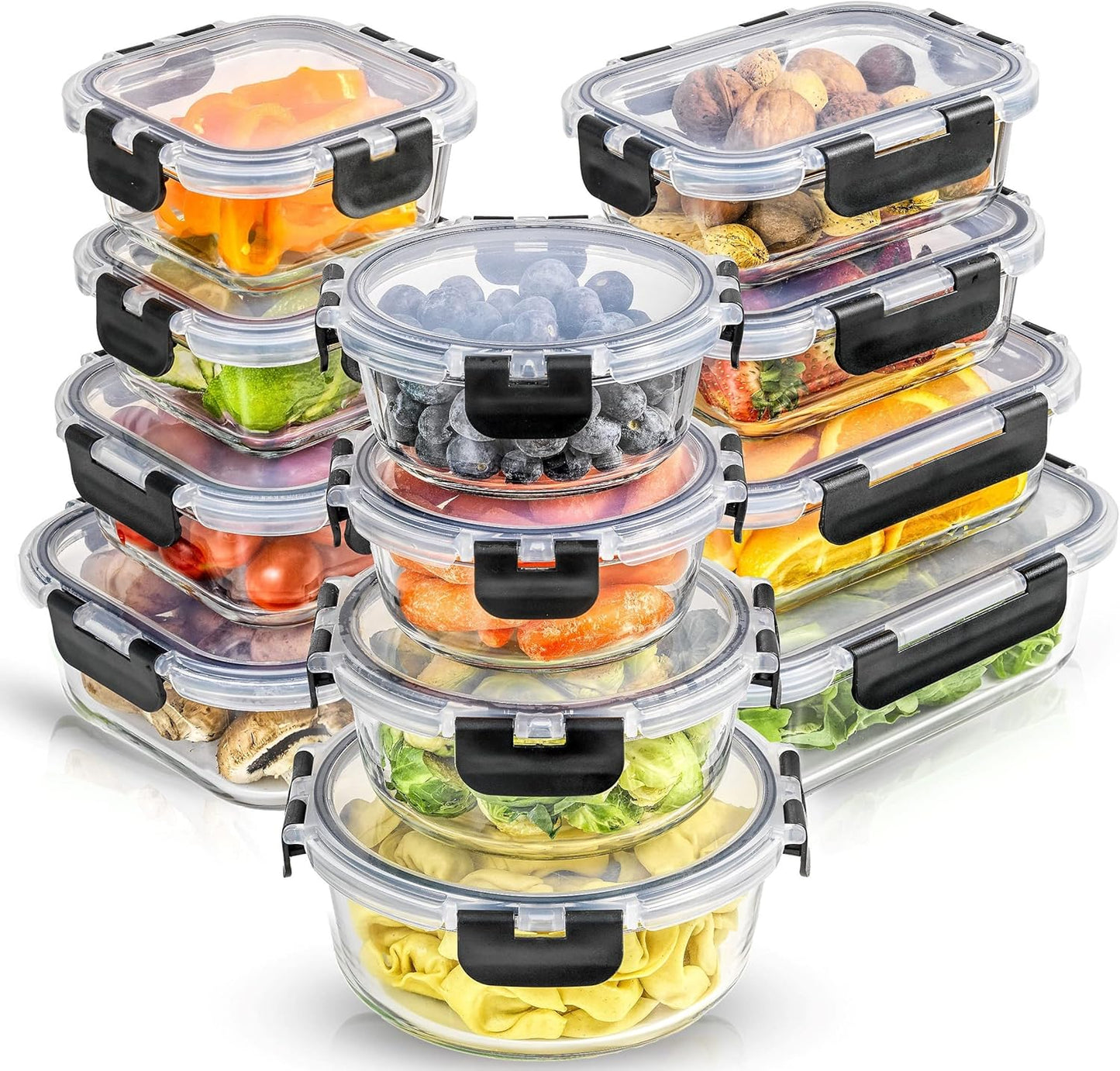 Glass Food Storage Containers – 24PCS Airtight, Freezer Safe Set
