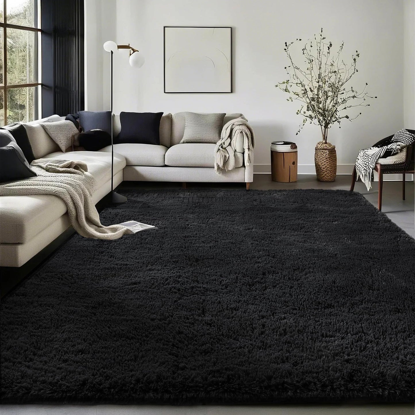 Fluffy Shag Rug – 4x6 Grey Carpet for Bedroom, Living Room, Dorm